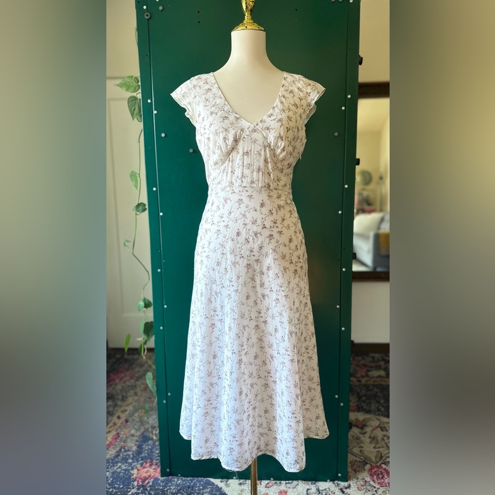 Vintage J Crew Cream Floral Dress Midi